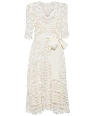 Elie Saab Lace Midi Dress - White