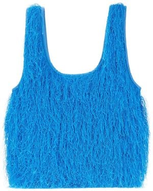 Dries Van Noten Ruffled Small Top Handle Bag - Blue
