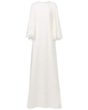 Oscar de la Renta Lace-Trimmed Silk-Blend Georgette Kaftan - White