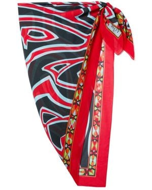 PUCCI Labirinto Print Cotton Sarong - Red