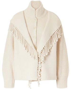 FRAME Fringed Wool Cardigan - Natural