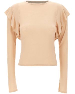 Marella Selva Ruffled Knitted Sweater - Natural