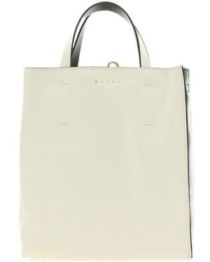 Marni Small Museo Leather Tote Bag - Natural