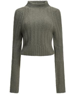 Rick Owens リックオウエンス クロップド モックネック ニットトップ - Green