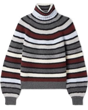 Proenza Schouler Danea Striped Cashmere-Blend Turtleneck Jumper - Grey