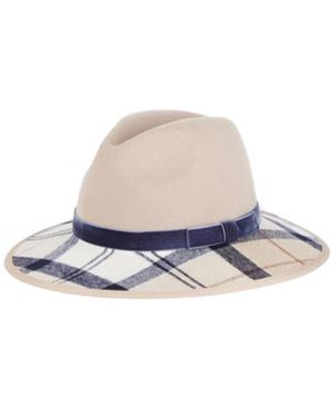 Barbour Checked Hat - White