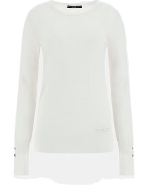 Guess Button-Details Top - White