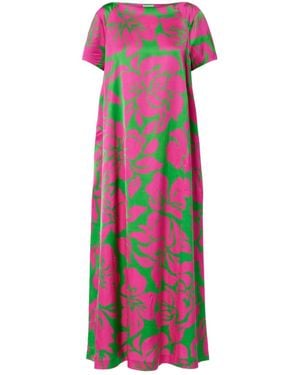 Dries Van Noten Floral Satin Midi Dress - Pink