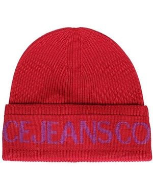 Versace Jeans Couture Couture Logo Knit Hat - Red