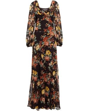 Veronica Beard Long Sleeve Printed Dress - Brown