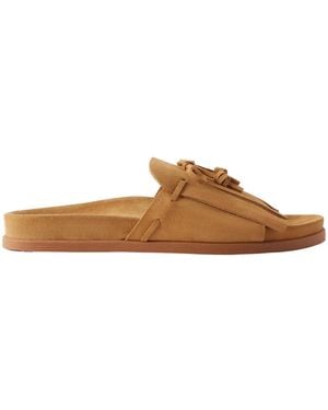 Ancient Greek Sandals Amfiliki Suede Slides - Brown