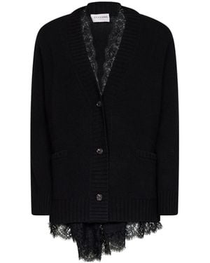 ERMANNO FIRENZE Lace Trim Cardigan - Black