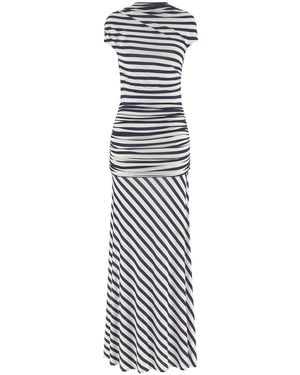Self-Portrait 'navy Stripe Jersey Maxi' Dress - White