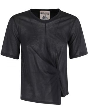 Semicouture Ophelia Twist-Detail Asymmetric T-Shirt - Black