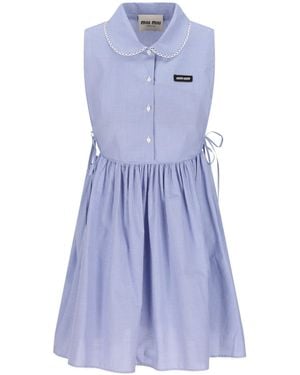 Miu Miu Embroidered Mini Dress - Purple