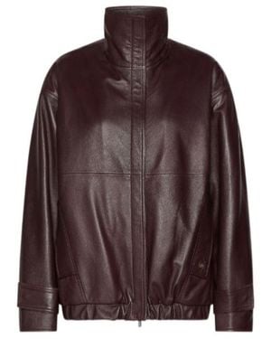 Marella Nappa Leather Bomber Jacket - Brown