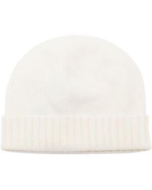 Malo Fine-Knit Turn-Up Brim Beanie - White