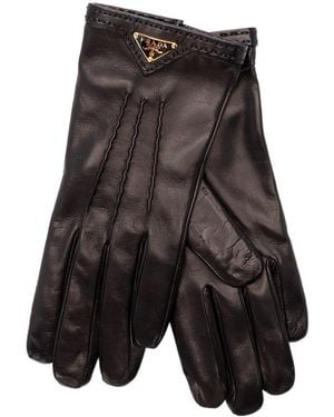 Prada Triangle-Logo Gloves - Grey