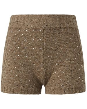 Pinko Sequin Embellished Knitted Shorts - Natural