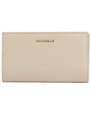 Coccinelle Logo Lettering Zipped Wallet - Natural