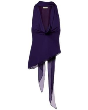 De La Vali Diosa Draped Georgette Top - Purple