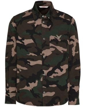 Valentino Camouflage-Patterned Curved Hem Jacket - Black