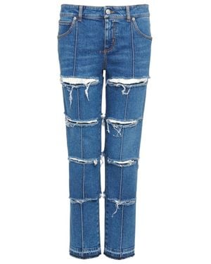 McQueen Straight-Leg Distressed Jeans - Blue