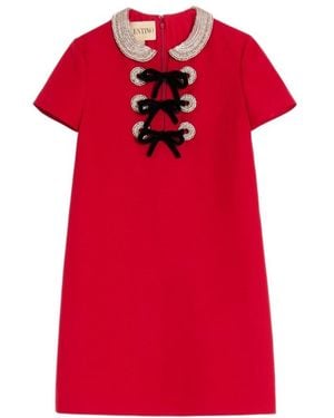 Valentino Embroidered Crepe Couture Short Dress
