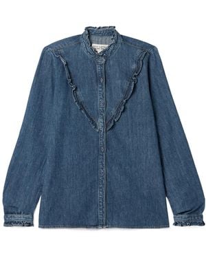 Nili Lotan Marcela Ruffled-Collar Shirt - Blue