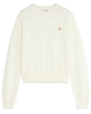 Maison Kitsuné Maison Kitsuné Fox Embroidered Knitted Jumper - White
