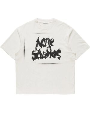 Acne Studios Logo-Print Distressed T-Shirt - White