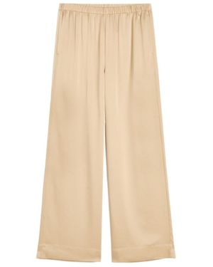 By Malene Birger Cabello Wide Leg Satin Trousers - Natural