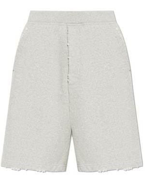 DSquared² Logo Printed Vintage Effect Distressed Shorts - Gray
