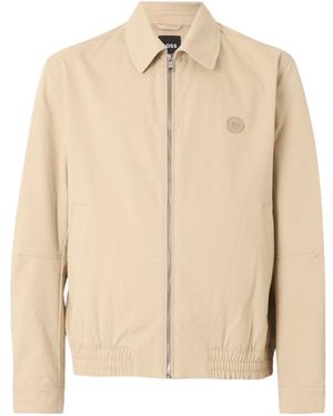 BOSS Zip-Up Logo Coats - Natural