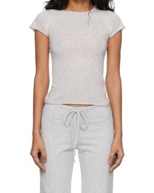 Skims Translucent Knitted Cashmere T-Shirt - Blue