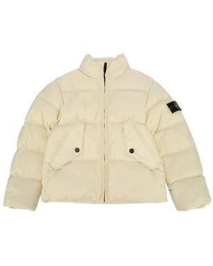 Stone Island Junior Logo Patch Zip-Up Jacket - Natural