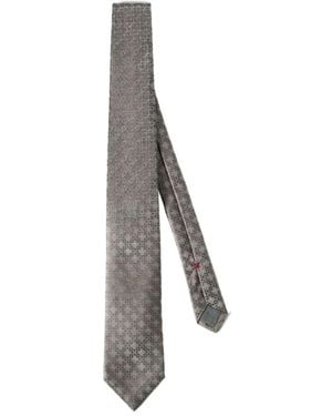 Brunello Cucinelli Silk Tie With Geometric Floral Pattern - White