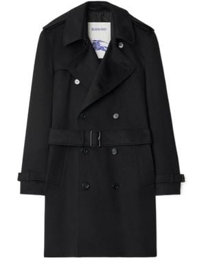 Burberry Belted Double-Breasted Cashmere Trench Coat - Black