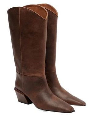 Paris Texas Leather Cowboy Boots - Brown
