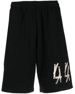 44 Label Group Logo-Print Cotton Track Shorts - Black