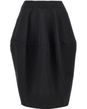 Jacquemus Solid Color Midi Skirt - Black