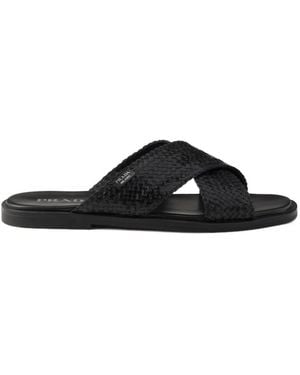Prada Crisscross Slides - Black