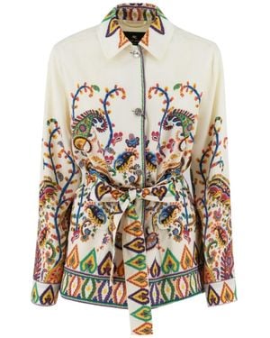 Etro Paisley Printed Belted Jacket - White