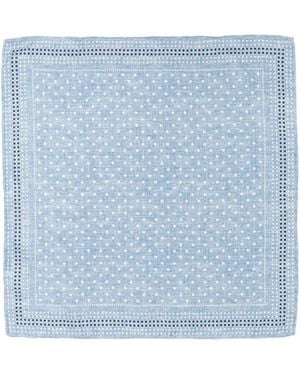 Brunello Cucinelli Polka-Dot Houndstooth Pocket Square - Blue