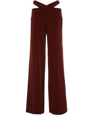 Marine Serre Cutout Jersey Wide-Leg Trousers - Red