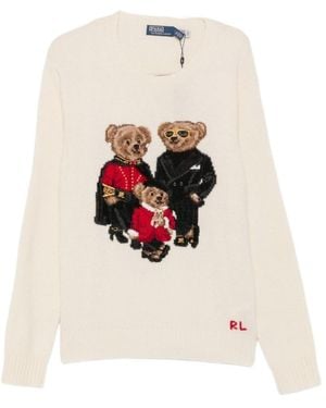 Polo Ralph Lauren Polo Bear Intarsia Knitted Jumper - White