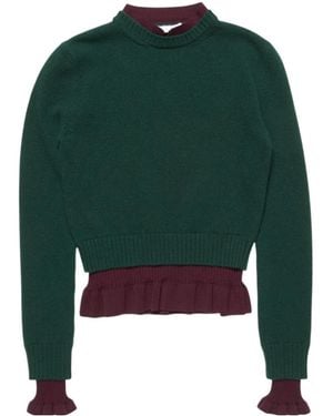 Acne Studios Ruffled Layered-Effect Sweater - Green