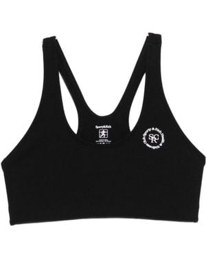 Sporty & Rich Logo-Printed Short-Sleeved Vest - Black