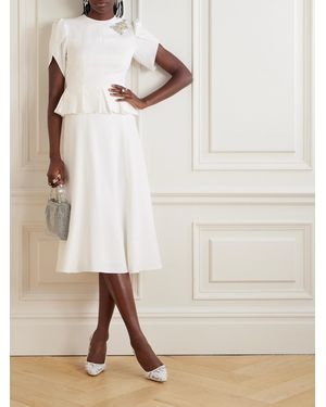 Erdem Crystal-Embellished Peplum-Waist Midi Dress - Natural
