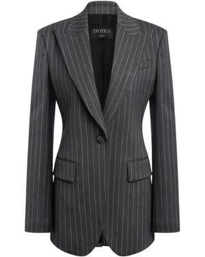 Dondup Single-Breasted Pinstripe Suit Jacket - Black